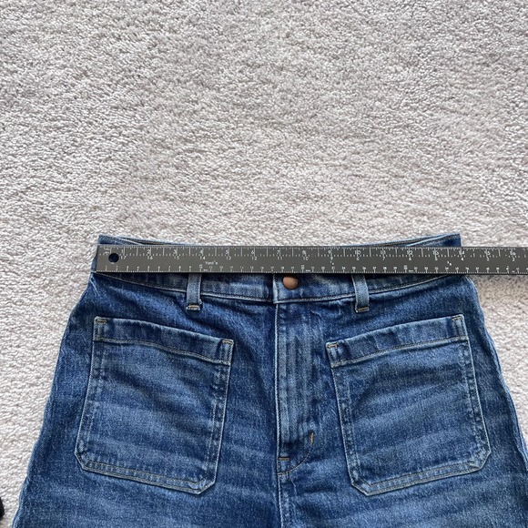 Madewell Emmett Wide-Leg Jeans Womens 28 Blue High Rise Raw Hem Cropped Denim - Picture 9 of 15